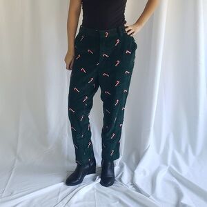 Orvis Green Pants with Candy Cane Pattern